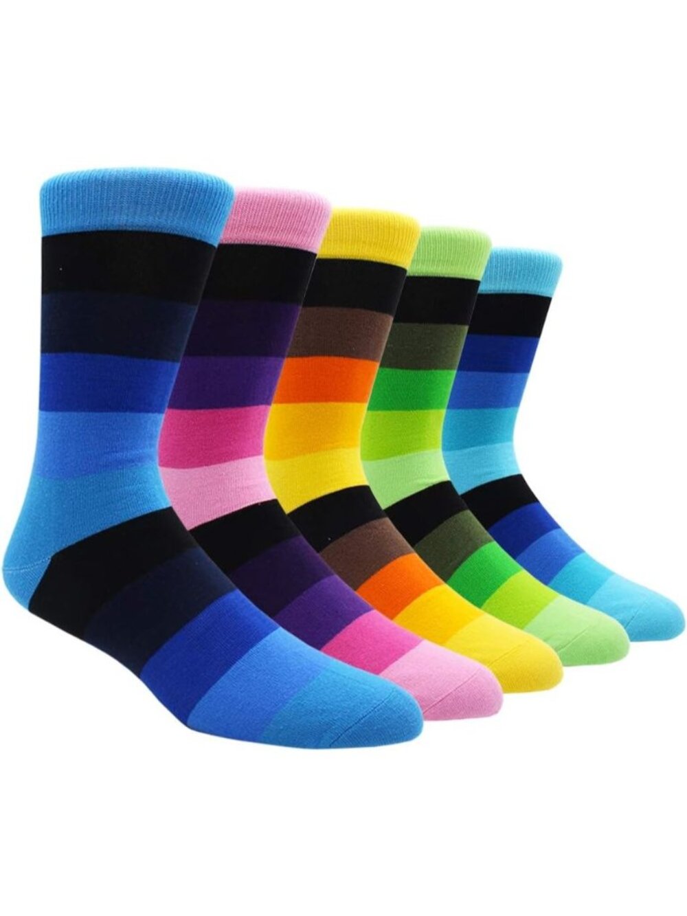 🧦Men's 11 Colorful Striped 6 Pairs Dress Socks Pattern Funny Casual Socks Pack